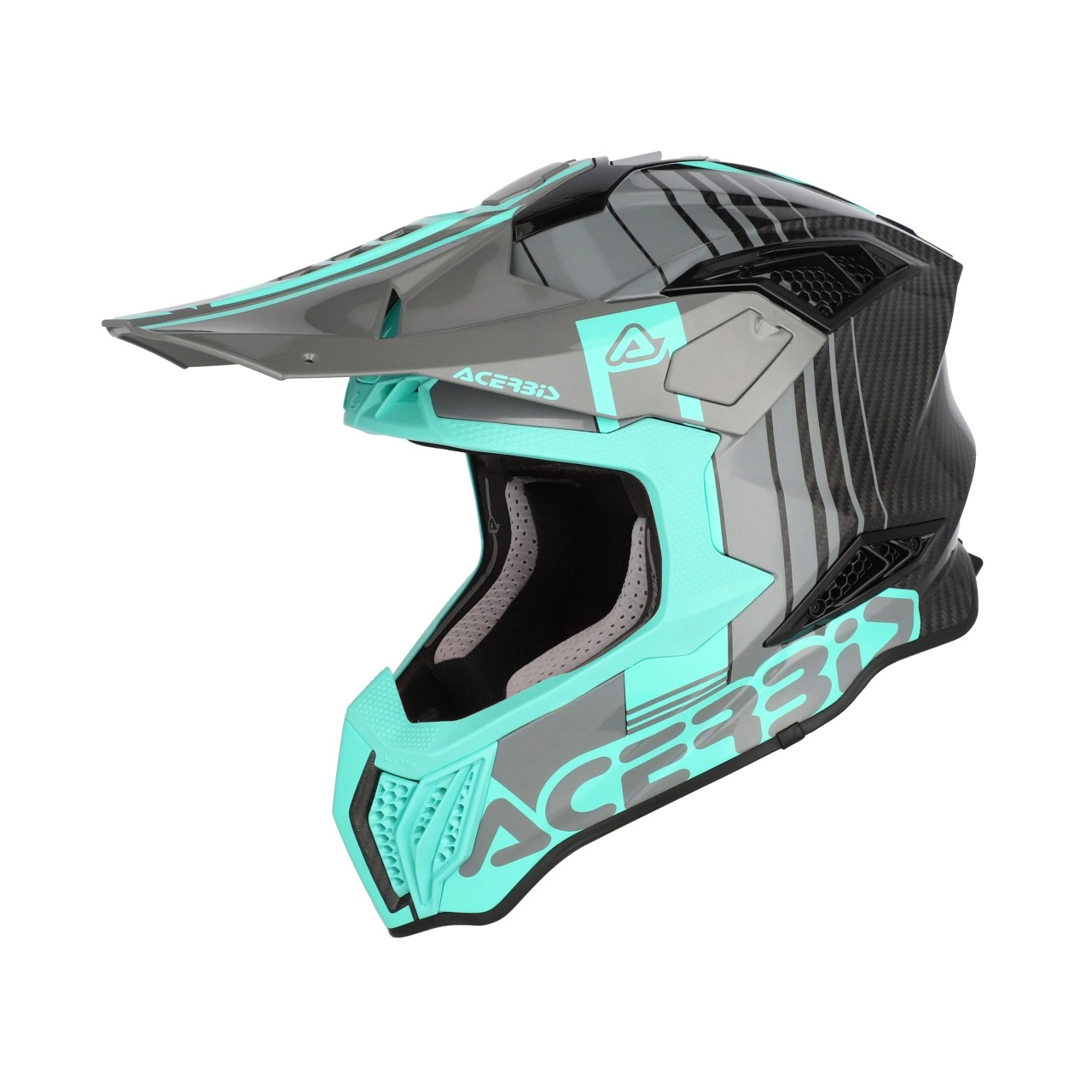 Acerbis Helmet Airstrike - C, Black/turquoise Glossy - L